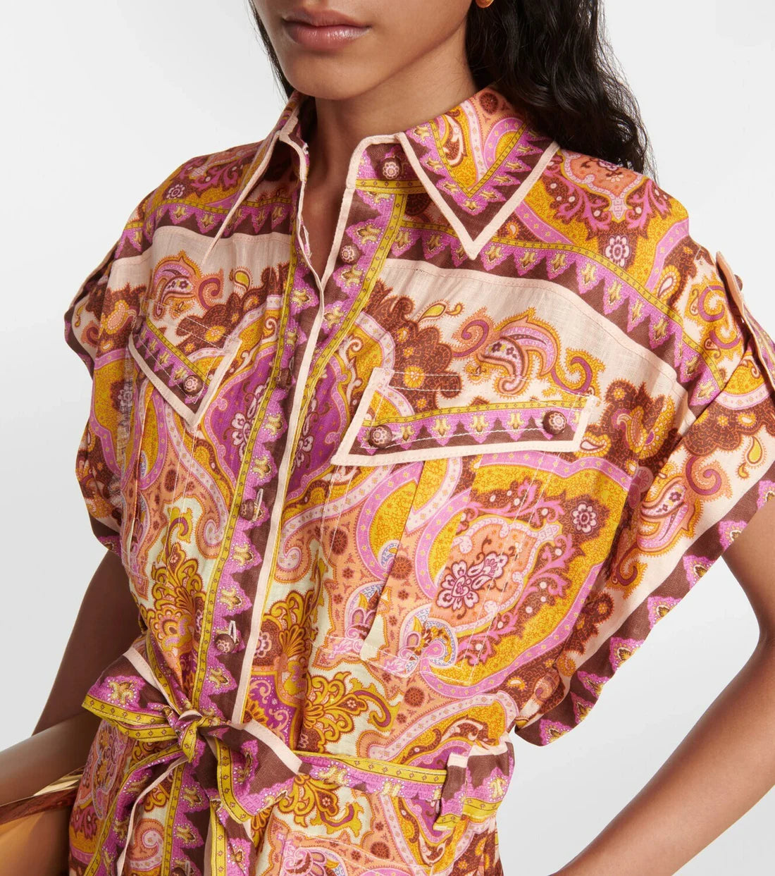 Zimmermann Halcyon printed linen playsuit size 1 US 6