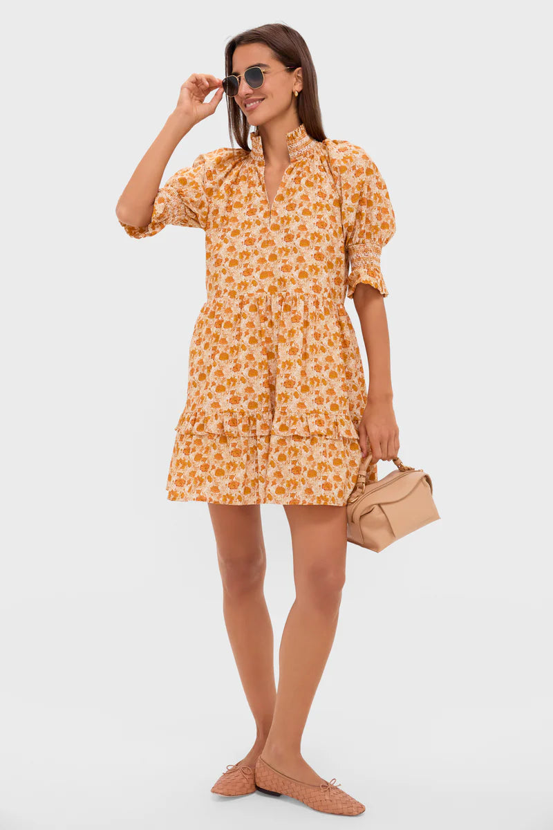 Hyacinth House Burnt Orange Floral Sawyer Mini Dress size S
