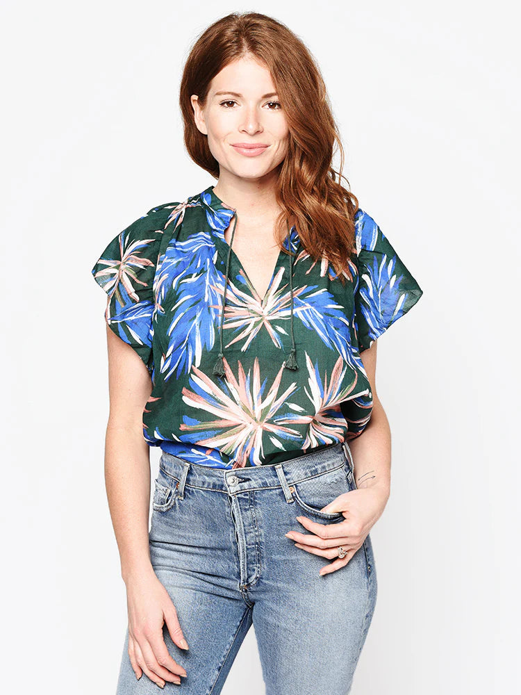 Trovata Brett Short Sleeve Bohemian Blouse size Medium