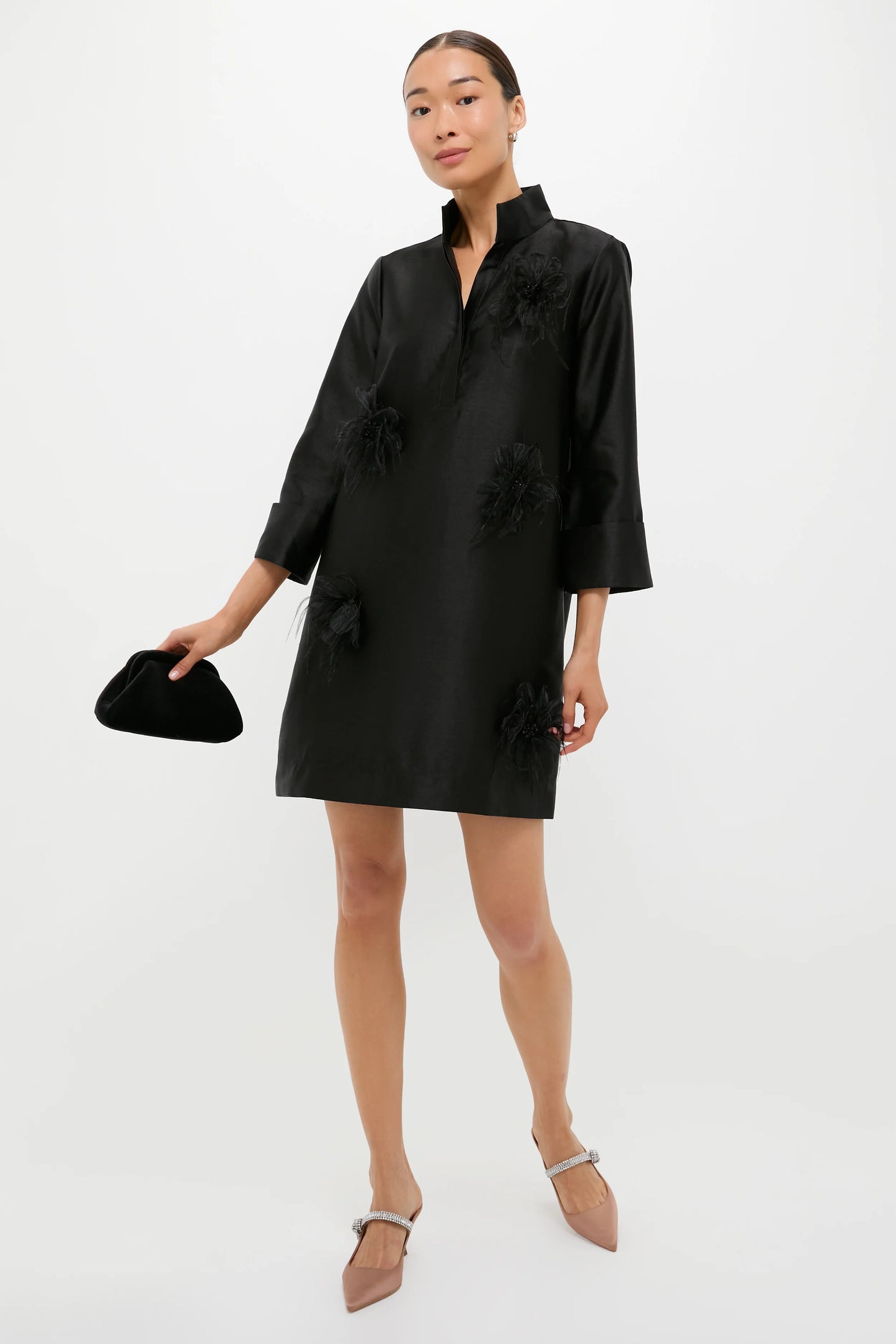 Tuckernuck Black Embellished Dupioni Megan Dress size L