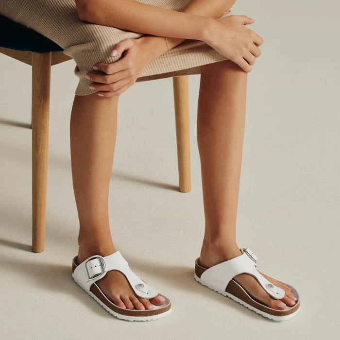 Birkenstock Gizeh Birko-Flor White Leather Sandals size 36 US 5-5.5