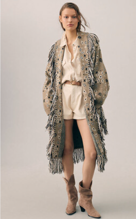 Anthropologie Bandana Fringed Duster Jacket ONLY SIZE