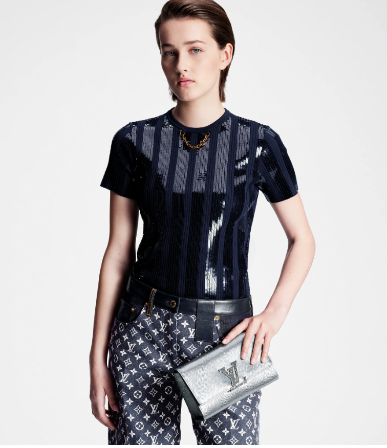 Louis Vuitton Pochette Louise Silver Epi Leather