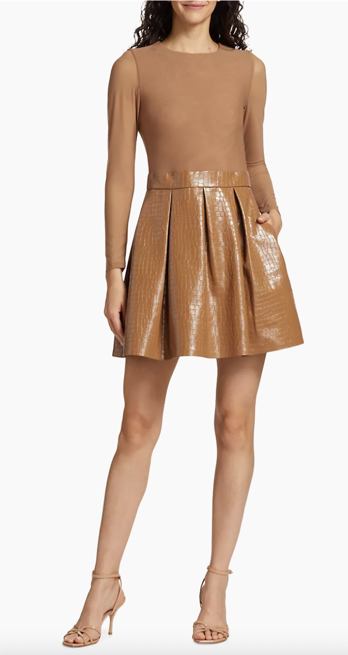 Alice and Olivia Chara Faux Leather Mini Dress size 6