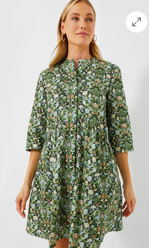 Tuckernuck Sage Deco Damask Royal Shirt Dress size XXXL