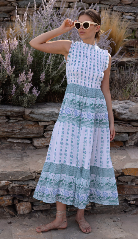 Oliphant Smocked Maxi Dress size S