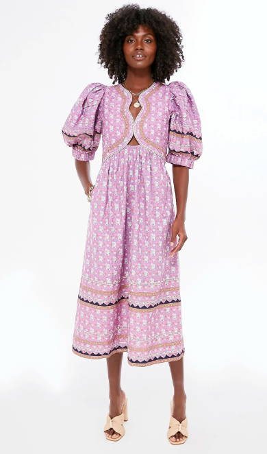 Sea New York Perry Border Puff Sleeve Dress