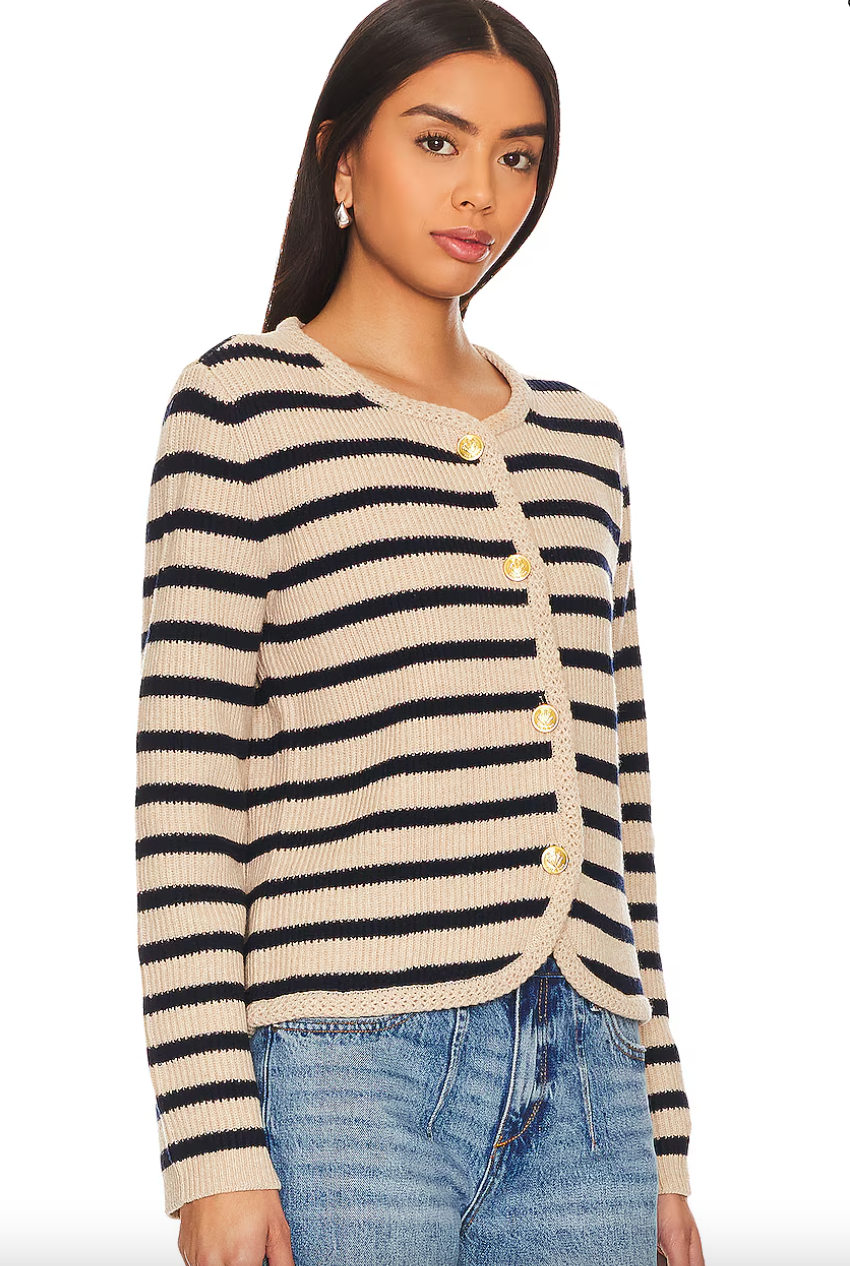 Rag and Bone Nancy Striped Cardigan in Oatmeal size L