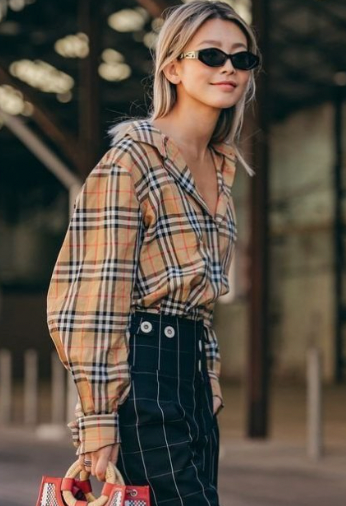 Burberry Vintage Check Button Down Shirt in Antique Yellow size 8