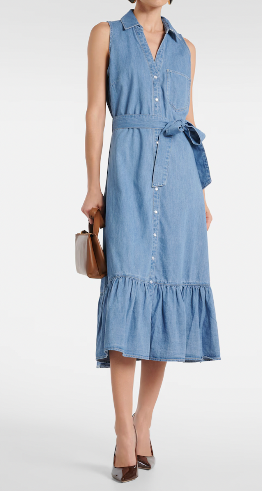 Veronica Beard Edwina Sleeveless Midi Shirt Dress Denim size 0