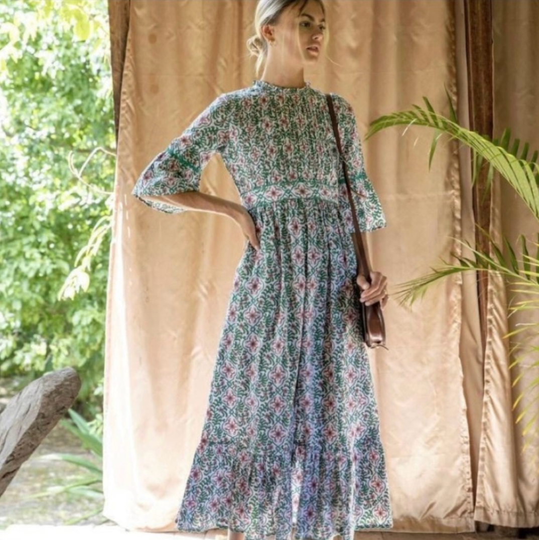 Pink City Prints Green Savanna Dress size XS