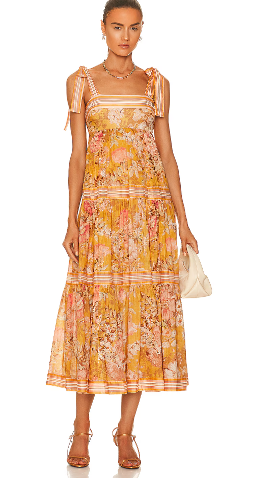 Zimmermann Pattie Tie Shoulder Midi Dress size 0 US 4