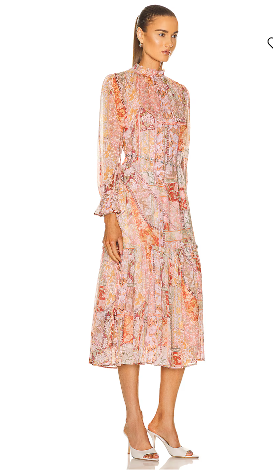 Zimmermann Kaleidoscope Red Swirl Floral Tubular Midi Dress size 3 US 10