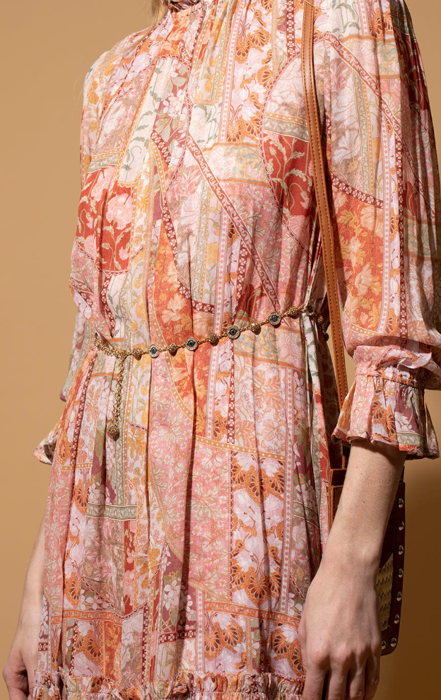 Zimmermann Kaleidoscope Red Swirl Floral Tubular Midi Dress size 3 US 10