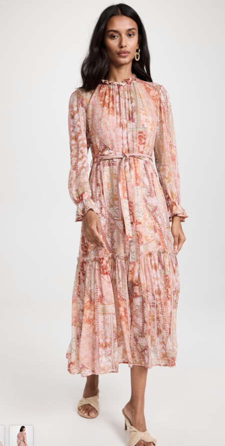 Zimmermann Kaleidoscope Red Swirl Floral Tubular Midi Dress size 3 US 10