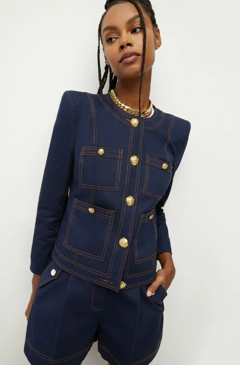 Veronica Beard Ferazia Cotton Blend Canvas Jacket size 0