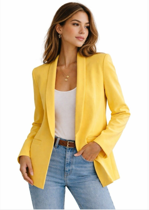 Alice and Olivia Skye Boxy Boyfriend Blazer Golden Rod Crepe size 4