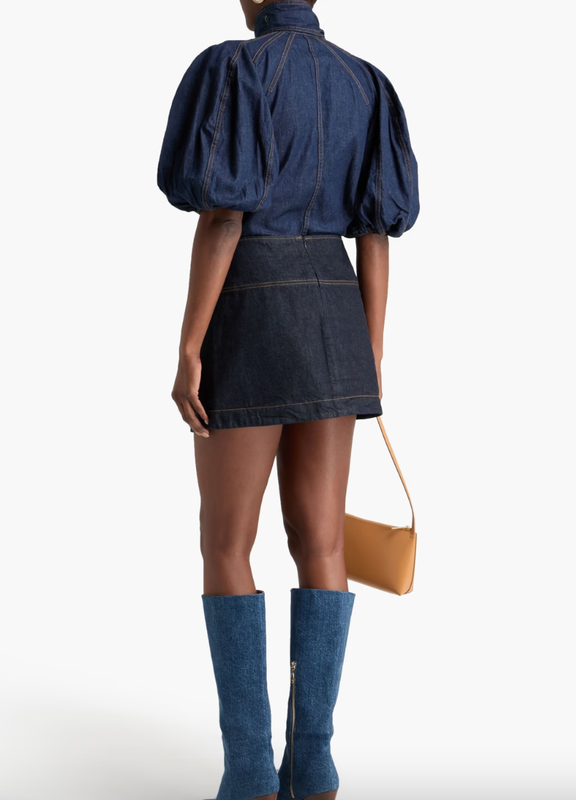 Zimmermann Gathered Denim Blouse size 2 US 8