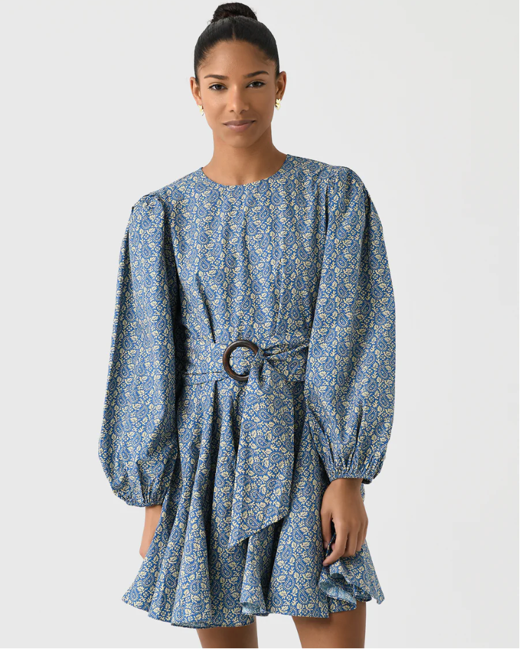 Rhode Jenny Mini Dress Blue Paisley size L