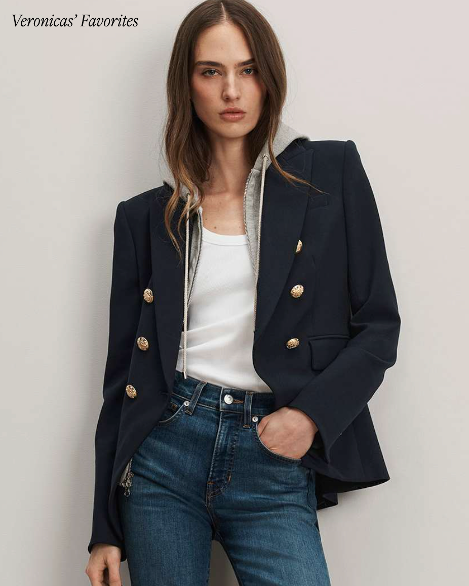 Veronica Beard Miller Dickey Jacket Navy with Gold Buttons size 8
