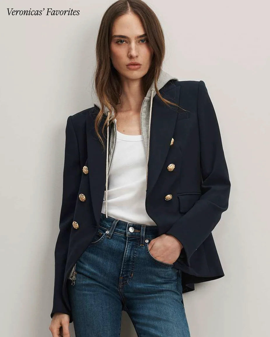 Veronica Beard Miller Dickey Jacket Navy with Gold Buttons size 10