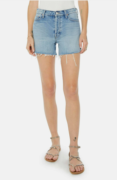 Mother The Skipper Short N Long Fray Jean Shorts size 26