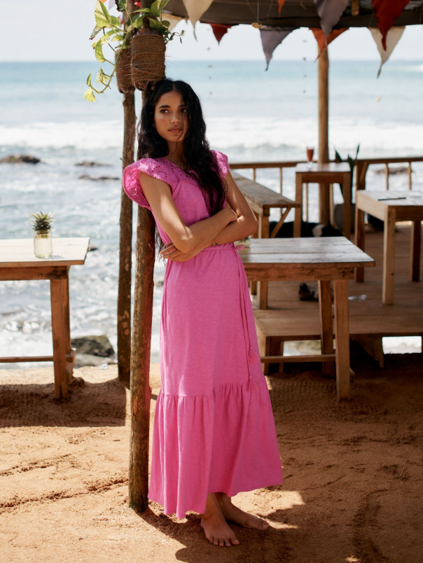 Boden Pink Juliet Broderie Midi Dress size 8