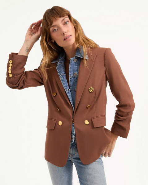 Veronica Beard Beacon Dickey Jacket in Brown with Gold Decorative Buttons size 6
