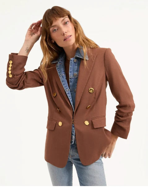 Veronica Beard Beacon Dickey Jacket in Brown with Gold Decorative Buttons size 10