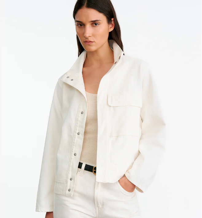 Nili Lotan Marilou Denim Cream Jacket size L
