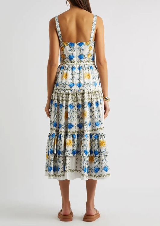 Borgo De Nor Daniela Floral-Print Cotton Midi Dress size 6