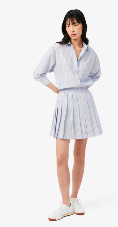Lacoste Poplin Short Striped Pleated Skirt size 36 US S