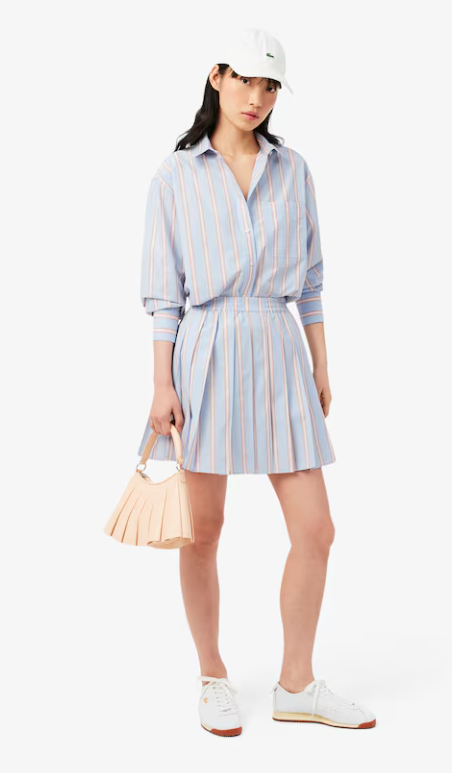 Lacoste Poplin Short Striped Pleated Skirt size 36 US S