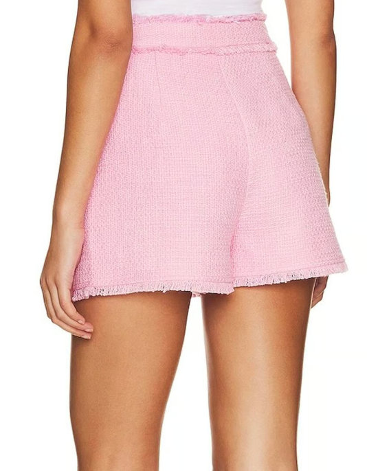 Cinq a Sept Pink Cherryl Apple Blossom Tweed Fringe Shorts size 0