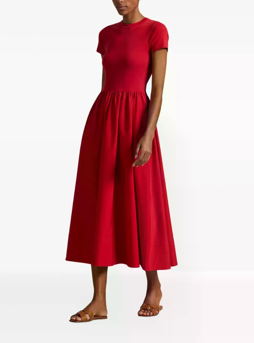 Polo Ralph Lauren Cotton Crew Neck Dress in Red size XXS