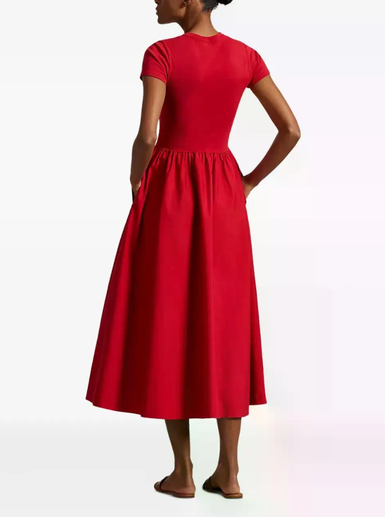 Polo Ralph Lauren Cotton Crew Neck Dress in Red size XXS