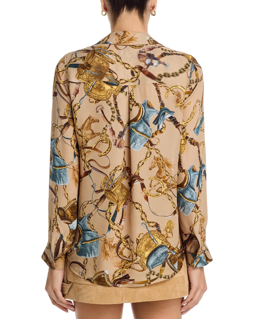L'Agence Nina Silk Blouse in Dark Cappuccino Equestrian size XS
