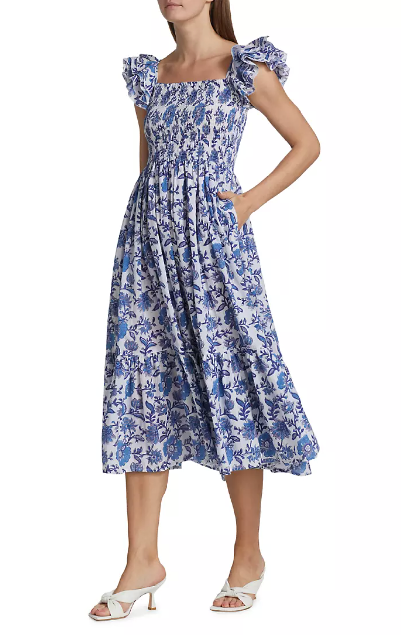 Mille  Olympia Smocked Midi Dress size XS