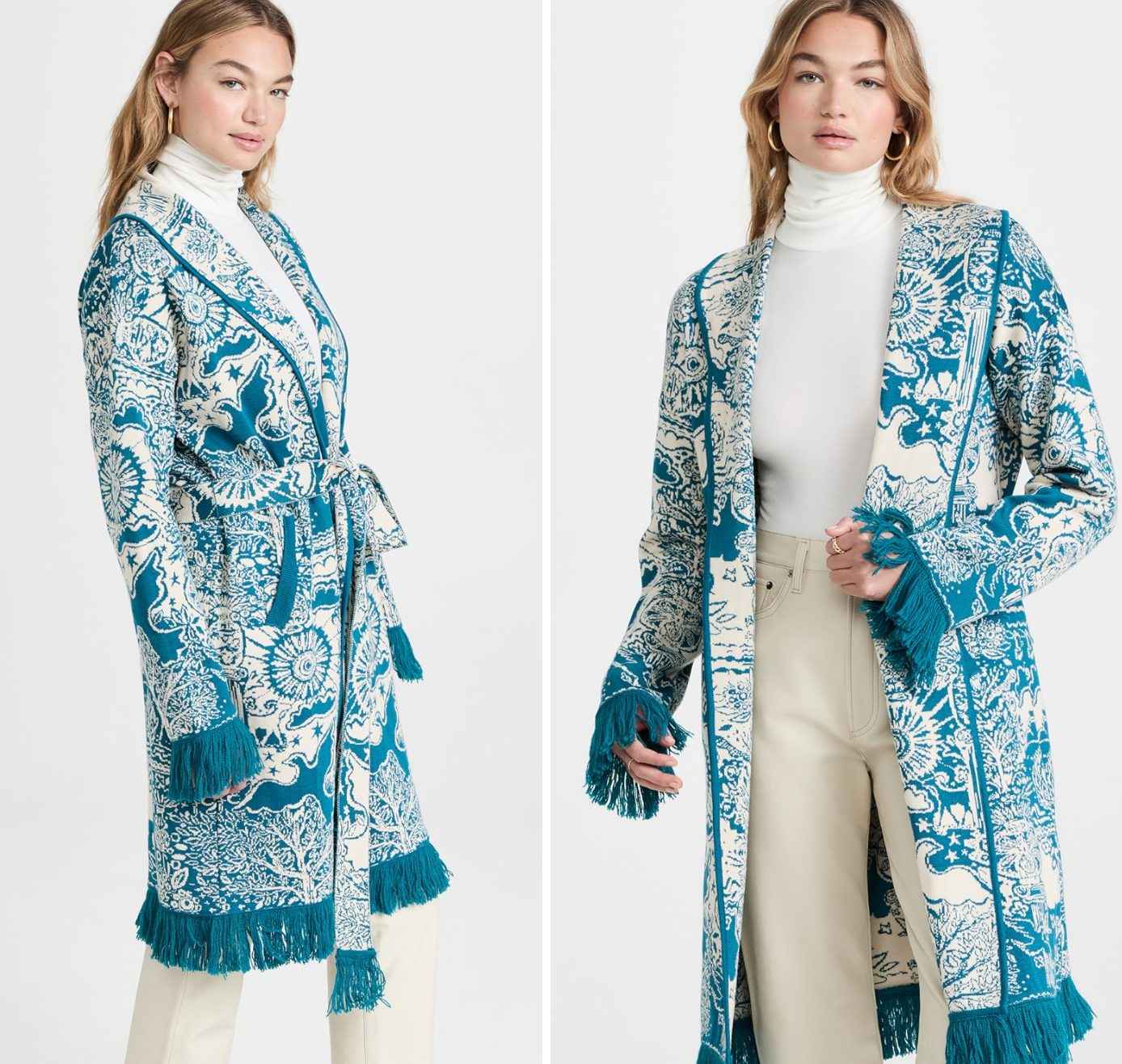 La DOUBLE J Ionic Petrolio Jacquard Boudoir jacket size L