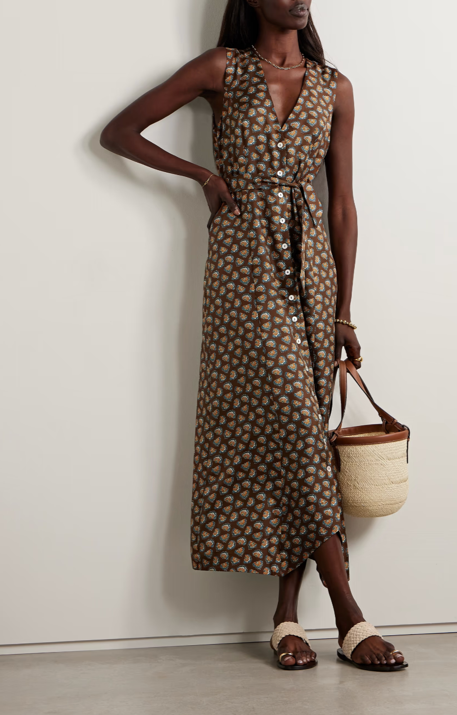 Doen Silk Allene Silk Midi Dress size M