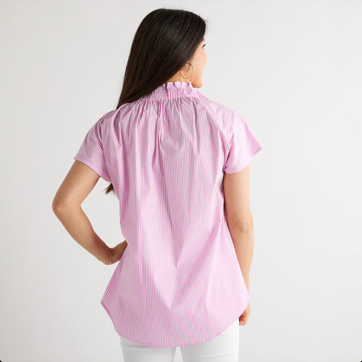 Caryn Lawn Emily Top Pink Stripe size OS