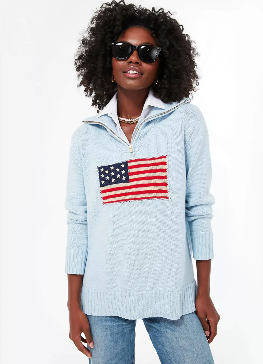 Tuckernuck Americana Flag Quarter Zip Sweater SELECT SIZE