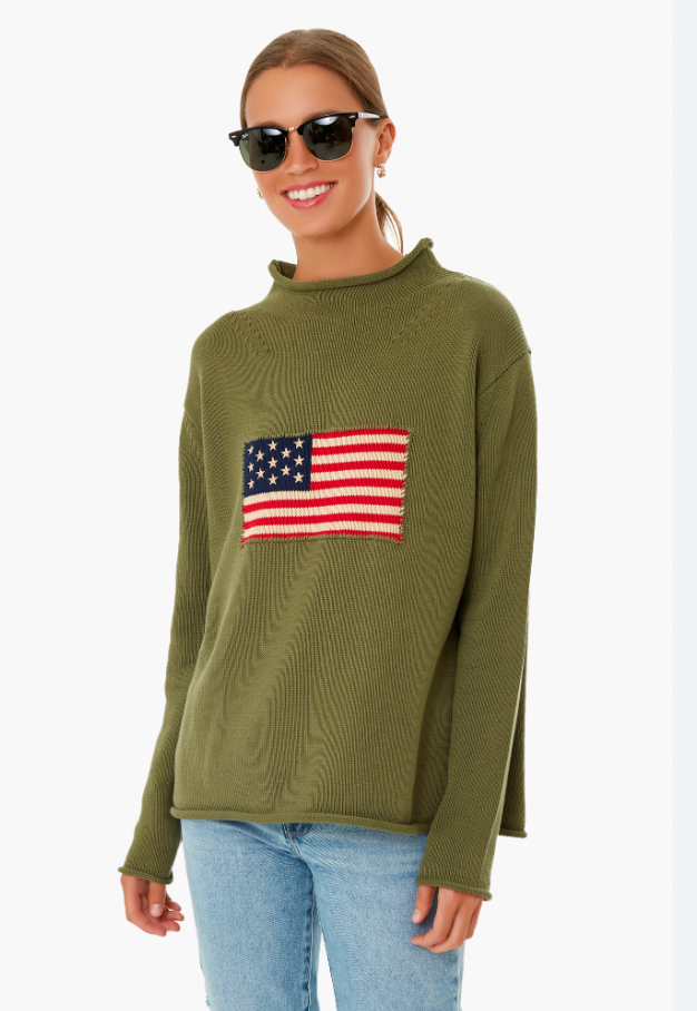Tuckernuck Americana Roll Hem Flag Sweater size XXXL