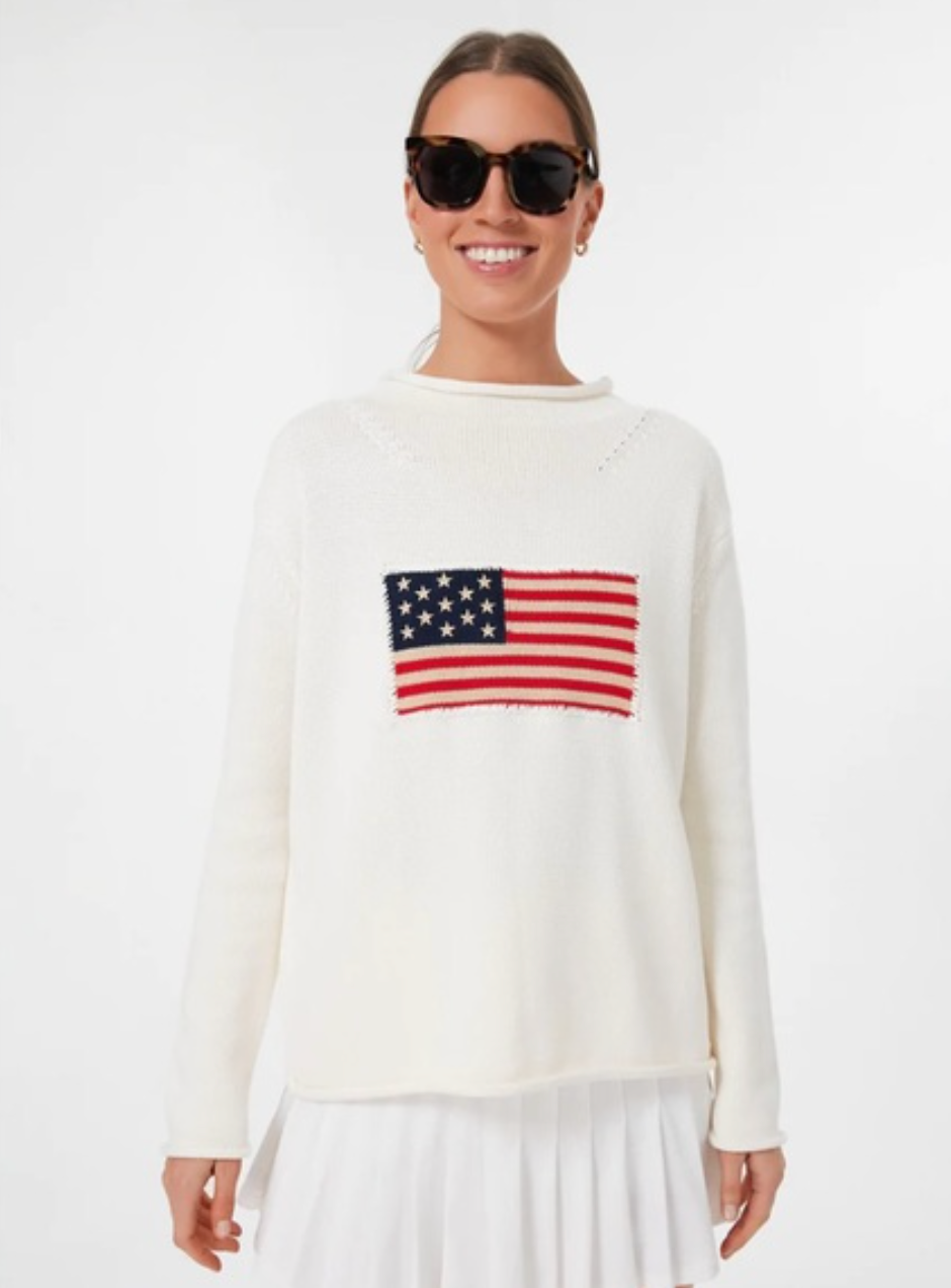 Tuckernuck Americana Roll Hem Flag Sweater size S