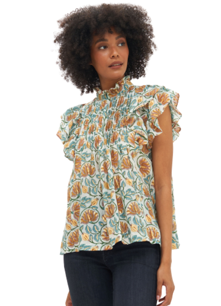 Oliphant Pintuck Ruffle Top size XL