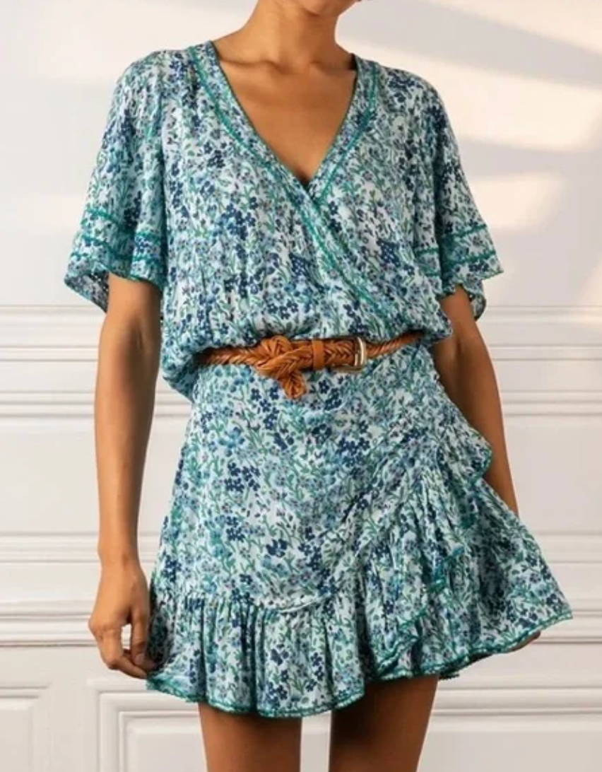 Poupette St Barth Mabelle Ruffle Mini Dress size S