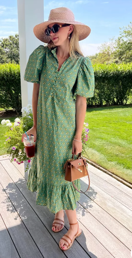 Hyacinth House Green Diamond Floral Mimi Midi Dress size XXL