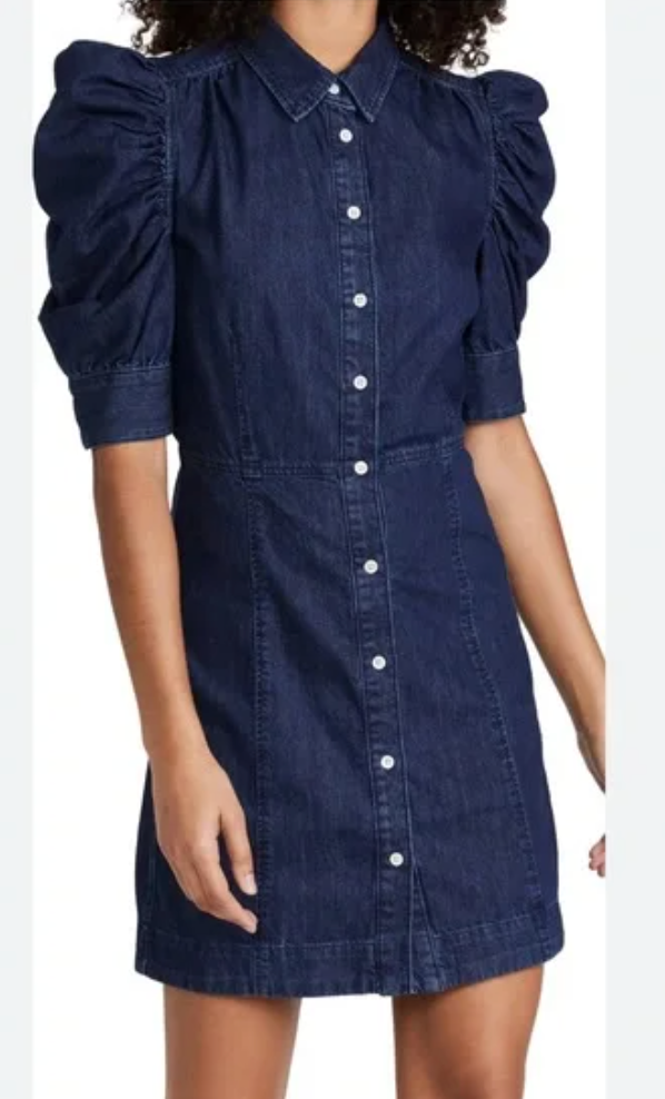 FRAME Puff Sleeve Denim Mini Dress size M