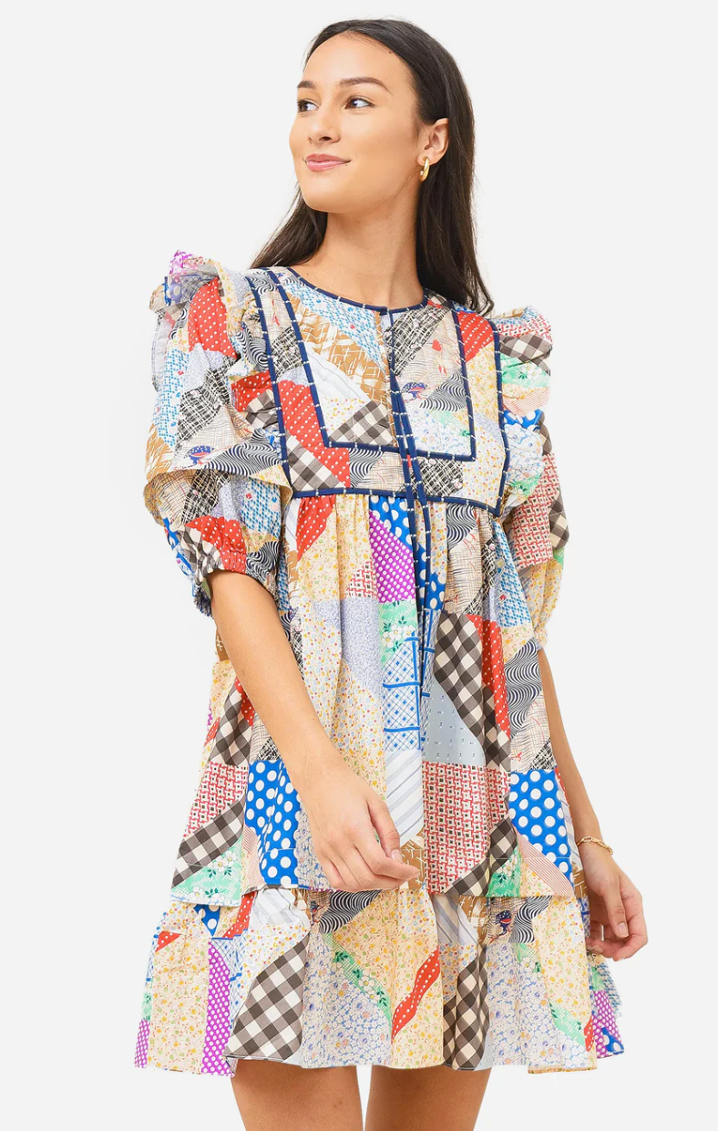 Hunter Bell Britton Patchwork Mini Dress size L