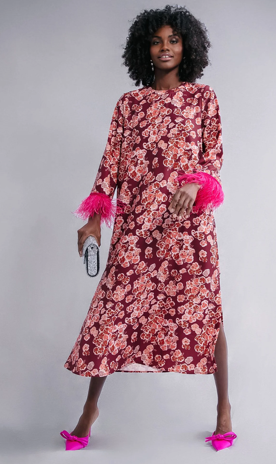 Tuckernuck Jamie Cosmos Feather Midi Dress size S